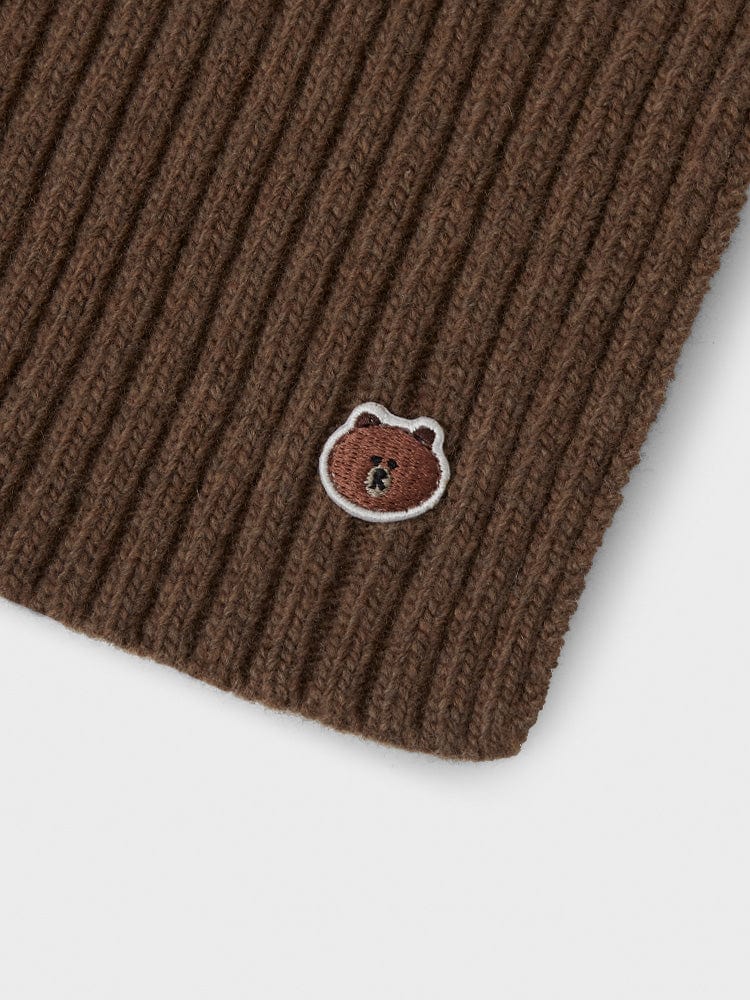 LF FASHION BROWN LINE FRIENDS by BROWN KNIT SCARF BROWN