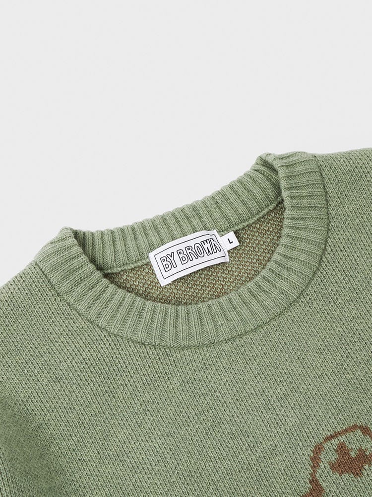 LF FASHION LINE FRIENDS by BROWN CREWNECK SWEATER GREEN