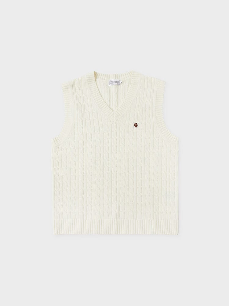 LF FASHION LINE FRIENDS by BROWN SWEATER VEST IVORY