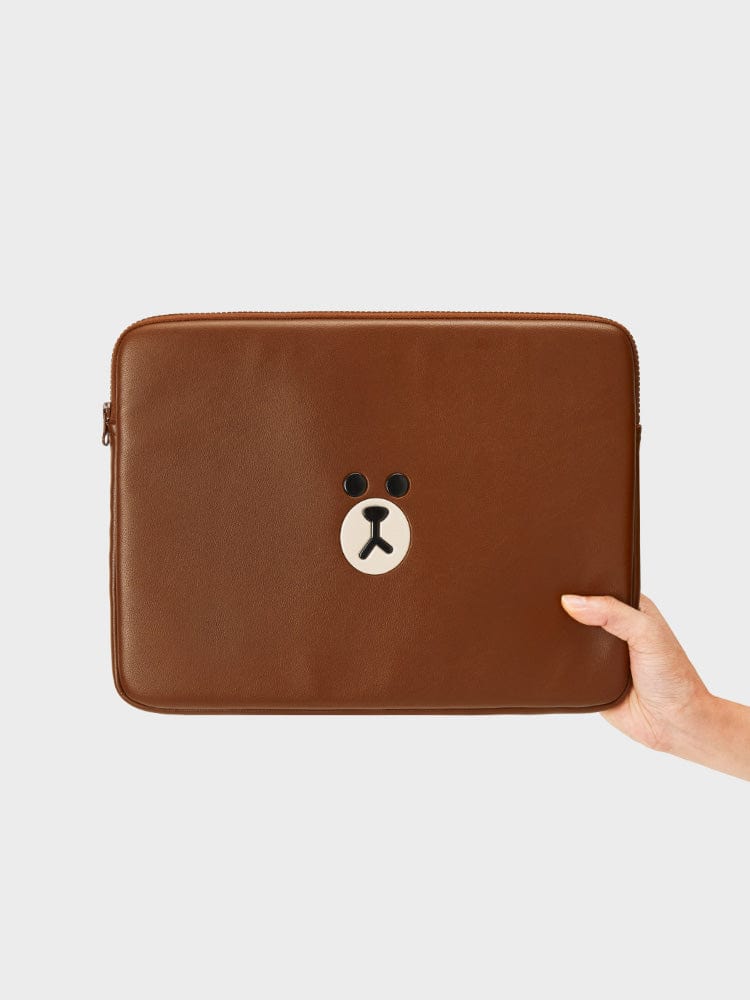 LF LIVING 13INCH LINE FRIENDS BROWN LAPTOP SLEEVE (13INCH) LEATHERLIKE SQUARE