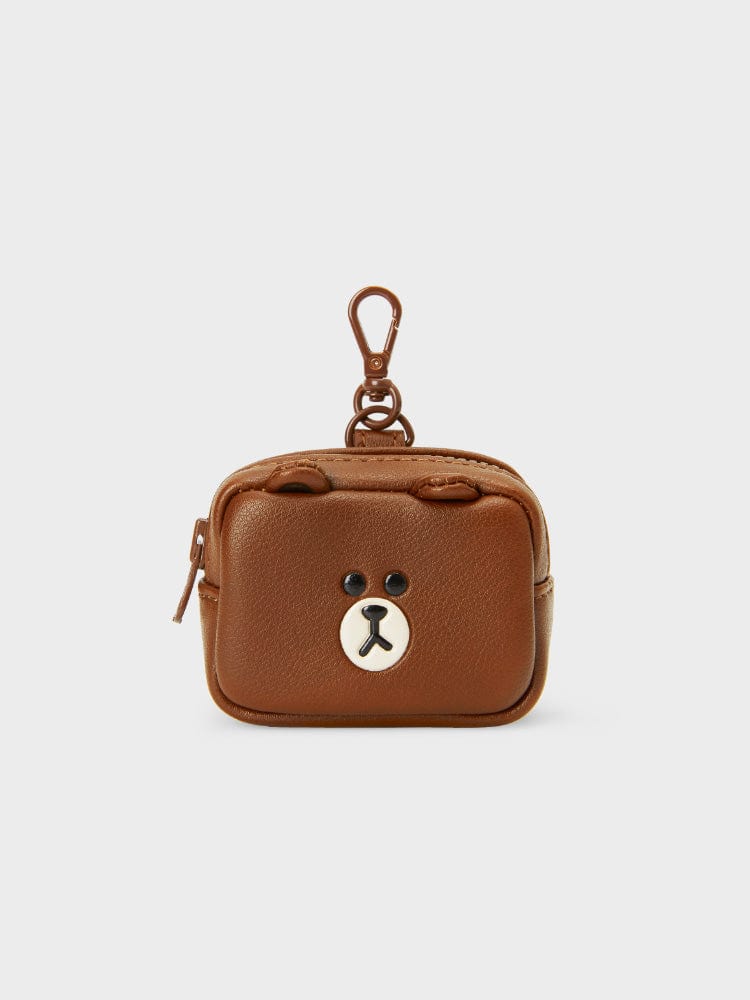 LF LIVING XS LINE FRIENDS BROWN MULTI POUCH (XS) LEATHERLIKE SQUARE