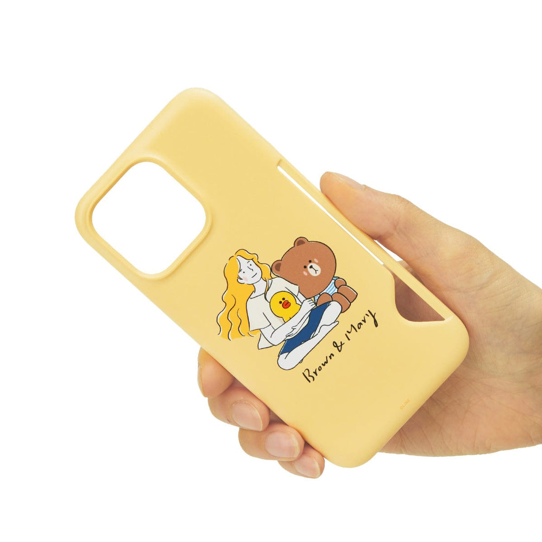 LINE FRIENDS LIVING LINE FRIENDS BROWN DRAWING MARY YELLOW iPHONE CASE WITH CARD HOLDER