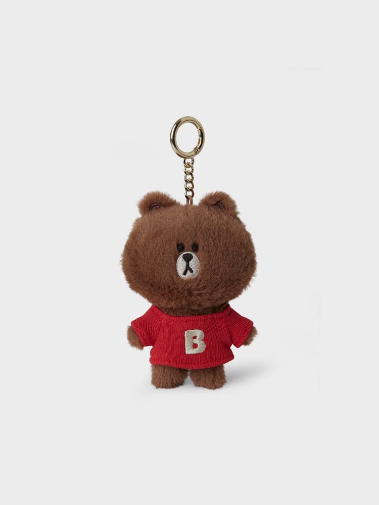 LINE FRIENDS TOY BROWN LINE FRIENDS BROWN IN RED KEYRING