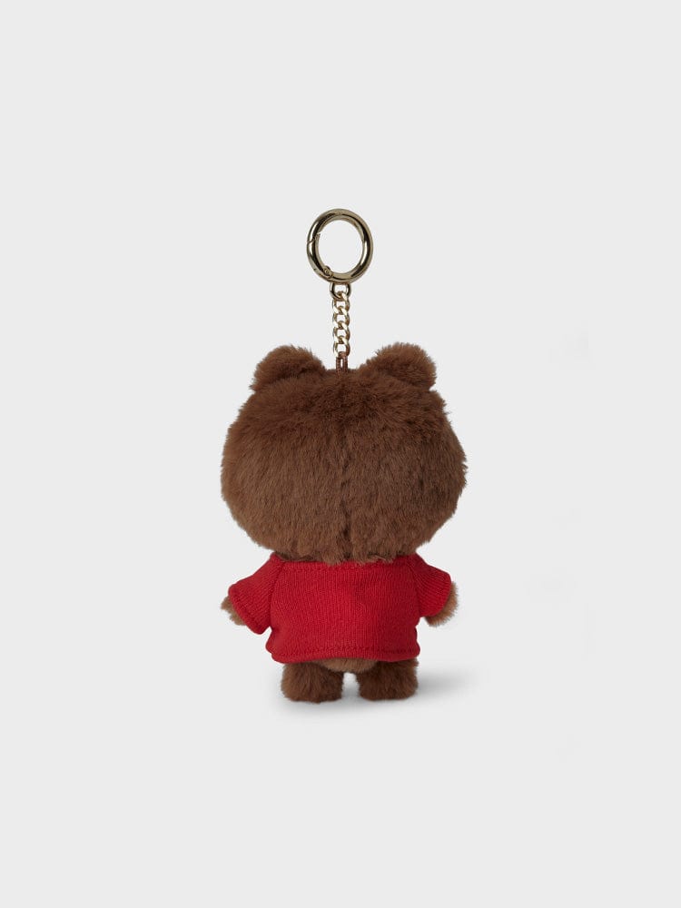 LINE FRIENDS TOY BROWN LINE FRIENDS BROWN IN RED KEYRING
