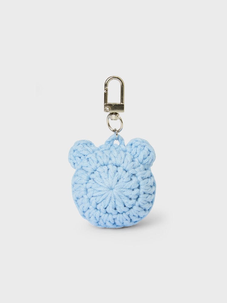 LINE FRIENDS TOYS BABY BLUE 1to2 KNITTED BANGOME KEYRING - BABY BLUE
