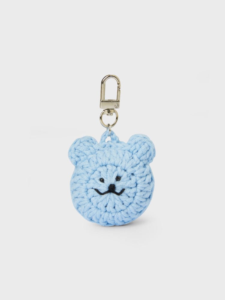 LINE FRIENDS TOYS BABY BLUE 1to2 KNITTED BANGOME KEYRING - BABY BLUE