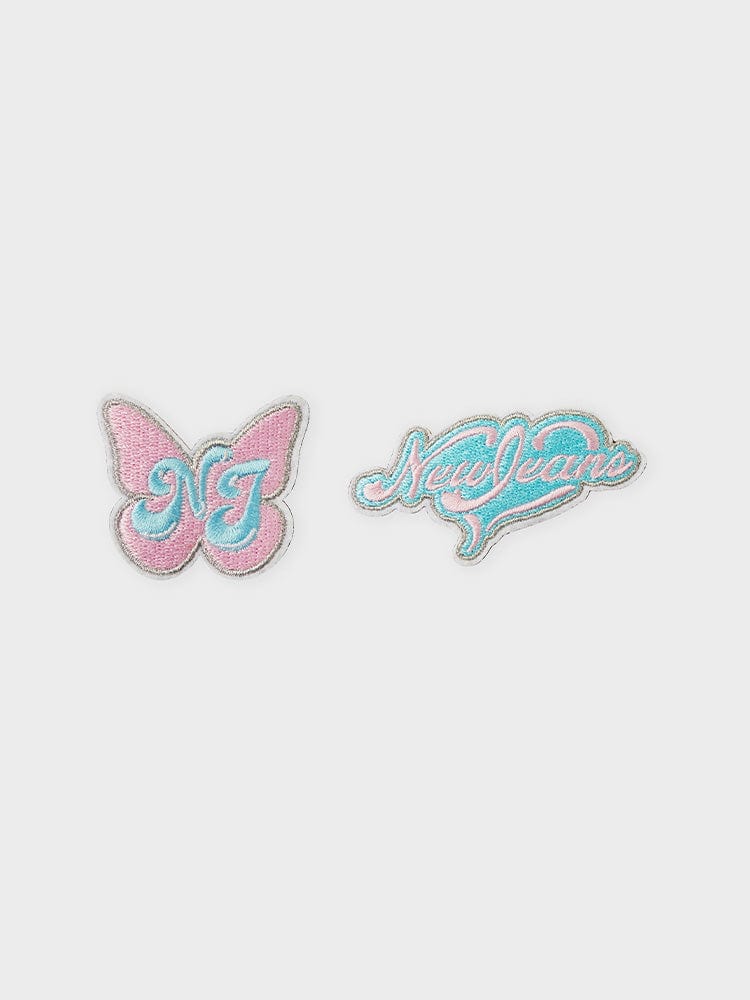 NEWJEANS TOYS 2PCS NJ x COLLER GET UP HEART LOGO EMBROIDERED PATCH REVERSIBLE STICON (2PCS)