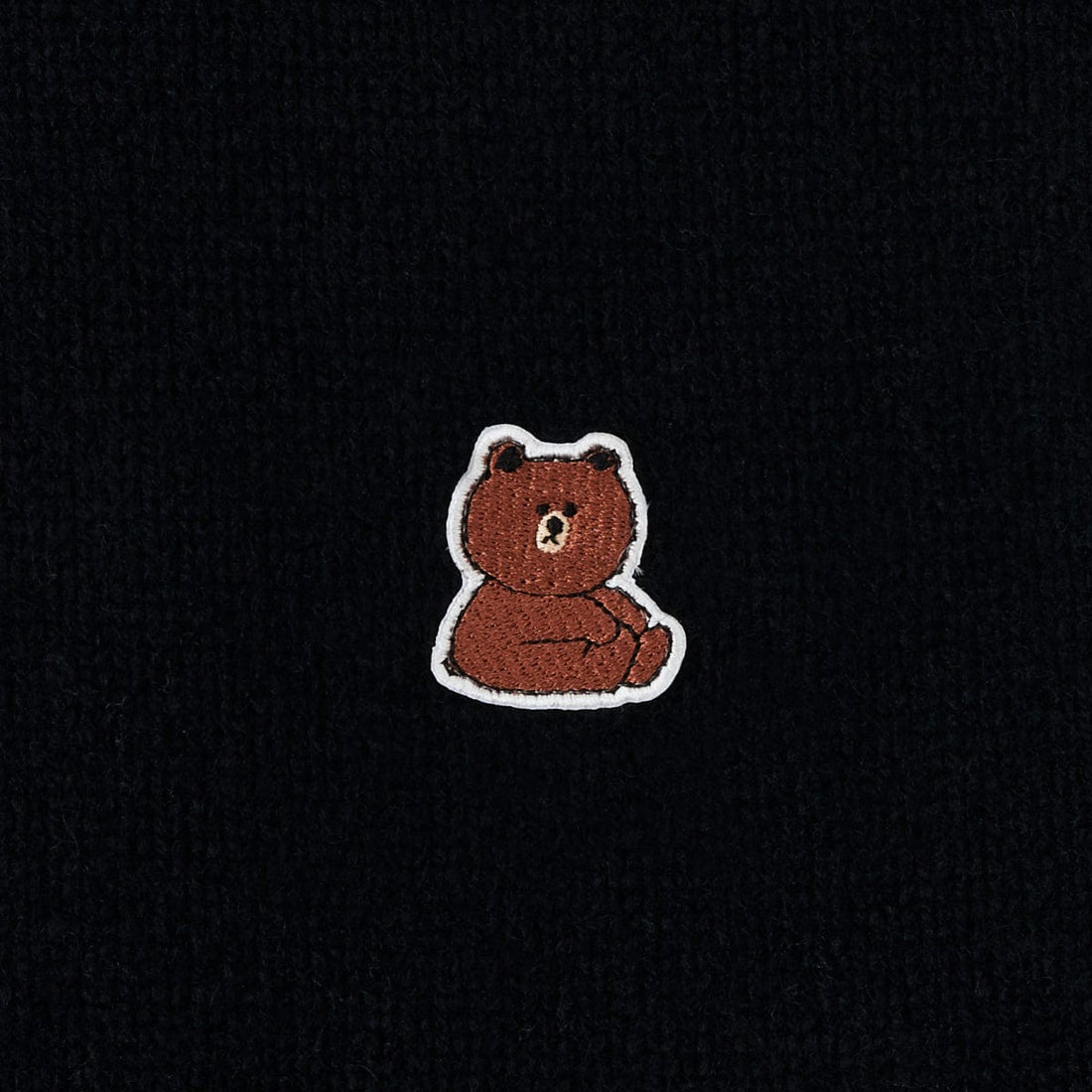 LINE FRIENDS FASHION LINE FRIENDS by BROWN BLACK KNIT EMBROIDERED PATCH PULLOVER