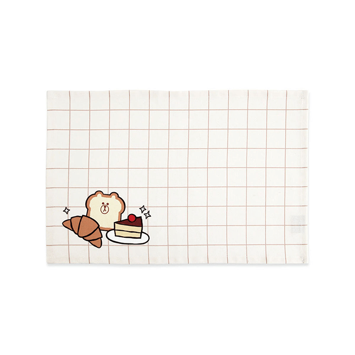 LINE FRIENDS HOUSEHOLD BROWN BROWN & FRIENDS BROWN CHECK TABLE MAT