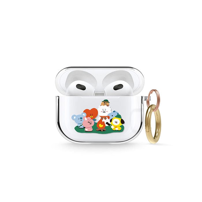 LINE FRIENDS SCHOOL/OFFICE BT21 GREEN PLANET CAMPING AIRPODS CASE