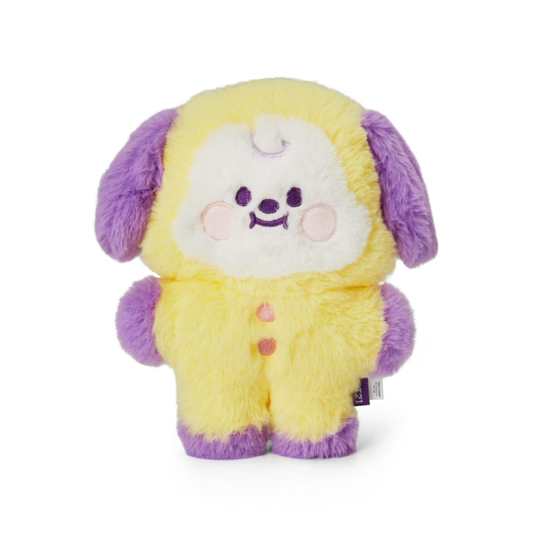 LINE FRIENDS TOYS CHIMMY BT21 BABY CHIMMY FLAT FUR STANDING DOLL PURPLE HEART EDITION