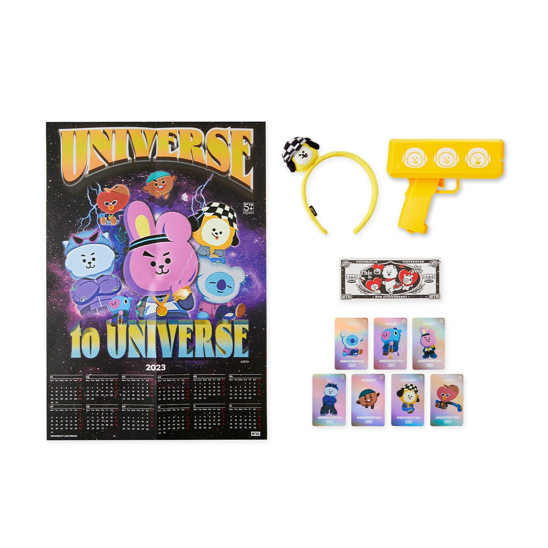 LINE FRIENDS TOYS CHIMMY BT21 CHIMMY 5 Years Anniversary SEASON?™S GREETINGS PACKAGE